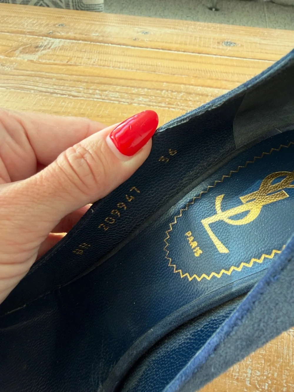 YSL Yves Saint Laurent Navy Suede Platform Pumps | Size 36 - Picture 4 of 11